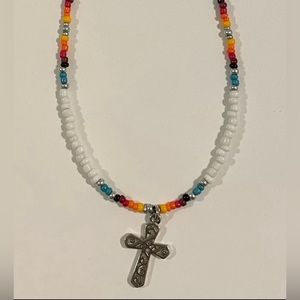 Cross beaded handmade necklace